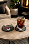 Teddy Bear and Gray Cat Coaster Set of 4 - Pvc Non-Slip Coasters (2 Teddy Bears + 2 Gray Cats) - 8