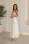 Women's White Gathered Crinkle Linen Textured Bohemian Pinterest Long Skirt - 3