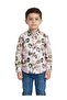 Boys Beige Pink Geometric Printed Shirt