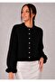 Women's Beard Knitwear Cardigan with Pearl Buttons and Ruffled Sleeves - 4