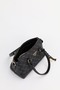 Women's Monogram Black Leather Lock Charm Detailed Shoulder and Crossbody Bag Elena - 6