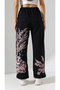 Black Night Blossom Embroidered Baggy Sweatpants - 8