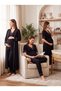 New Season Black 100% Cotton Short Sleeve Maternity Nightgown Pajama Set with Nursing Features - 8