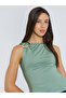 Green Sleeveless Tank Top with Buckle Detail