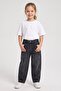 Girl's Baggy Denim Trousers with Adjustable Waist and Comfortable Fit - 3