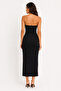 Women's Black Camisole Strapless Midi Dress - 3