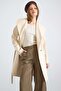 Woven Collar Metal Buttoned Double Breasted Coat Ekru 3168 - 4