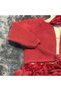 Girl's 3-Piece Set with Rose-Decorated Skirt and Cardigan and Rose-Decorated Headband - 100% Natural Cotton - Plum - 4