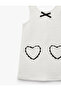 Bow and Heart Decorated Crew Neck Sleeveless Tweed Gilet Dress - 5