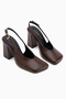 Lianna Genuine Leather Brown Blunt Toe Women's Heeled Shoes - 3