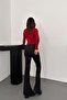Women's Black Spanish Flare High Waist Long Length Straight Cut Leggings - 5