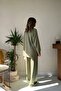 Women's Mint Sweatshirt-Pants Set Ribbed Textured Oversized Crewneck Sweatshirt and Wide Leg Pants - 6