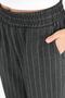 Premium Striped Elastic Waist Wide Leg Office Trousers – Comfortable Cut Smart Casual Trousers - 4