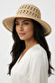Women's Beige Natural Straw Fedora Hat |   Stylish Model Suitable for Summer Beach Use - 6