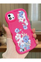 Realme C20 Compatible Case Camera Protector Red Silicone Couple Phone Case Floral Pattern
