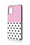 Samsung-A71 Compatible Pink Striped Polka Dot Patterned Silicone Case - 4