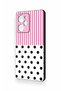 Poco X5 Pro Compatible Pink Striped Polka Dot Patterned Silicone Case - 4