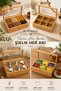 6 Compartment Wooden Storage Box with Transparent Lid Snack Box Jewelry Watch and Tea Bag Organizer 24 X 16 cm - 4