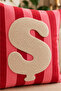 Punch Embroidered Throw Pillow Cover - 43*43 cm - Pink Letter S - Pnk001 - 2
