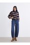 Lcw Jeans Indigo Belted Waist Barrel Fit Women's Jean Trousers