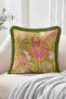 Tropical Leaf and Pink Panther Figured Fringed Throw Pillow Cover Patchwork Retro Decorative Pillow Cover - 2