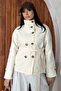 Women's Stand Collar Trench Coat - Belted Double-Breasted Buttoned Trench - 2