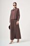 Women's Stone Detailed Skirt Suit Brown 31449 - 5