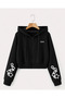 Girls' Hooded Jacket with Printed Sleeves