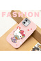 Redmi 12 Compatible Case Camera Protector Pink Silicone Couple Phone Case with Kitty Pattern - 7