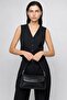 Women's Valeria Multi-Compartment Soft Leather Look Black Shoulder and Crossbody Bag with Adjustable Strap - 4