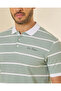 Men Green And White Striped Polo Shirt - 4