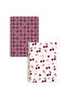 A5 Spiral Cardboard Cover Set of 2 Checkered School Notebooks 80 Sheets, Lesson Schedule Burgundy Cherry - 7