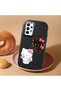 Samsung Galaxy A32 Compatible Case Camera Protector Black Silicone Couple Phone Case with Kitty Pattern - 2