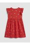 Red Cherry Patterned Girls' Combed Cotton Dress - 3