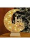 إضاءة ليلية لرمضان، مصباح زينة للعيد، مصباح رمضان مبارك، إضاءة على شكل هلال ونجمة، مصباح طاولة خشبي - 6