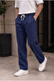 Men's Navy Blue Muslin Look Baggy Sweatpants Loose Fit Comfortable Oversize - 6