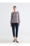 Original Oval Collar Patterned Blouse - 2