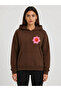 Emoji Flower Printed Hooded 2 Thread Threaded Sweatshirt