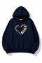 Leopard Effect Heart Printed Hooded 2 Thread Threaded Sweatshirt