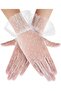 Short Length Laced White Polka Dot Tulle Gloves - 5