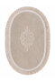 Mink Lace Non-Slip Leather Based Oval Bath Mat with Tassels Washable Bathroom Set Simela - 2