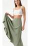 Women's Light Khaki High Waist A-Line Long Maxi Skirt - 3