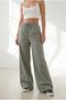 Women's Khaki Elastic Waist Pocketed Gabardine Tassel Trousers Pnt-19000419 - 2