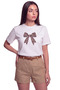 Women's Leopard Ribbon Printed Relaxed Fit T-Shirt White - 5