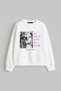 Trauma Printed Hoodless Relaxed Fit Women's White Sweatshirt