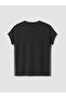 Black Stripe Detailed Soft Touch Oversize Women's T-Shirt - 2