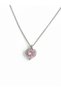 Romantic Pink Heart Stone Zircon Pendant Gift for Lover Silver Color Women's Necklace - 2