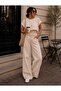 Women's Crop Casual Short Sleeve Summer Set with Necklace - 2
