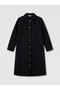 Black Shirt Collar Quilted Women's Coat - 5