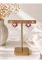 Dried Rose Flower Detailed Zircon Stone Earrings – Gold Color Steel Flower Earrings – Elegant Women's Earrings